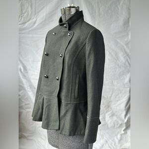 Banana Republic Italian Melton Wool Military peplum jacket Dark Olive Medium